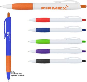 Super Glide Pen White Pen with Colored Gripper